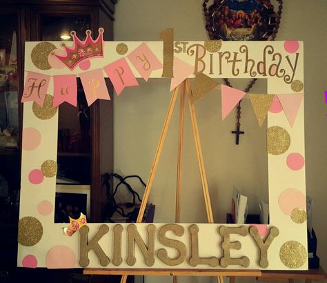 1st birthday princess theme photo frame 1st Birthday Princess Theme, Birthday Princess Theme, Princess Photo Booth, 1st Birthday Boy Gifts, Butterfly 1st Birthday, 80th Birthday Party Decorations, 1st Birthday Princess, Recuerdos Primera Comunion Ideas, Party Frame