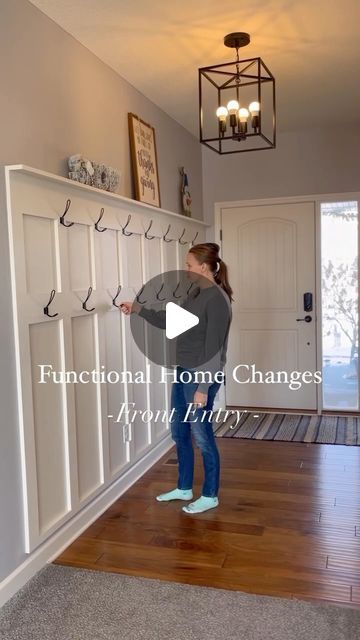 Hall Tree Wall, Entryway Backpack Hooks, Diy Coat Rack Wall Entryway Benches, Board And Batten Coat Rack, Board And Batten Wall Hooks, Mud Room Coat Hook Ideas, Large Coat Closet Organization, Coat Organization Front Entry, Diy Coat Hanger Wall