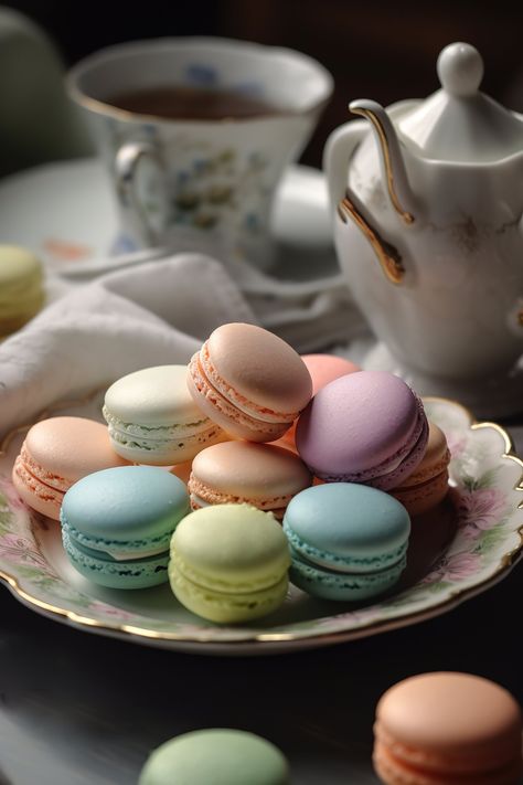 "Macaroons with cup of tea. Cozy tea time - cup of tea with macarons Please note this is an INSTANT DIGITAL DOWNLOAD  NO PHYSICAL PRINT will be shipped to your address. Frame is not included. You will receive 5 High resolution JPG Image files at 300 dpi in the following sizes: File 1:   4:5 Ratio file for printing: in inch: 4x5\" , 8x10\" , 11x14\", 12x15\", 16x20\" in cm: 10x12cm, 20x25cm, 28x35cm, 30x38cm, 40x50cm File 2:  3:4 Ratio file for printing: in inch: 6x8\" , 9x12\" , 12x16\" , 15x20\ Tea And Macarons, Macaron Photography Ideas Food Styling, Macaron Photography Ideas, Macaron Aesthetic, Macaroons Aesthetic, Macaron Photography, Cute Pastries, Afternoon Tea Desserts, Macarons Ideas