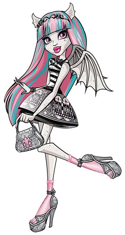 Monster High: Rochelle Goyle! Rochelle Goyle is a gargoyle from Scaris, France. While she is very friendly toward others, she is also a stickler for rules and conduct, which can sometimes rub her friends the wrong way. She has a gargoyle pet griffin named Roux. Monster High Wiki, French Queen, Disney Barbie, Rochelle Goyle, Collage Mural, High Clothes, Arte Monster High, Monster High Pictures, Monster High Party