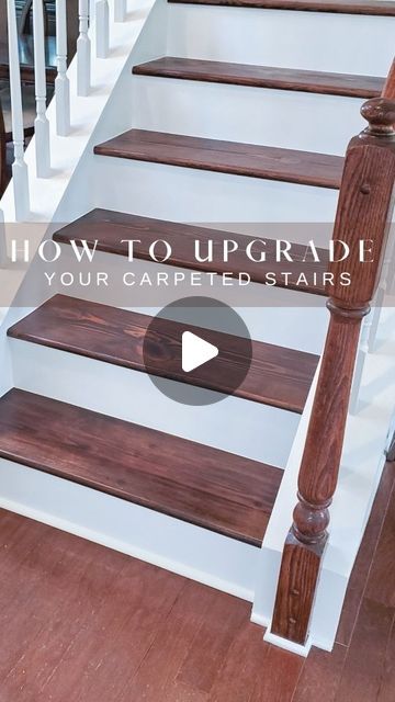 Mary Johanson | DIY Tutorials + Home Maintenance & Inspiration on Instagram: "Wow!  I can't believe it's been almost a year since I tackled these stairs!  They are still as beautiful as ever to me 🤩 Here are a few takeaways (save this for your next project):  🔨 check under your carpet before ripping it to see if you have actual treads (I got lucky). If you only have plywood you will need to buy and install treads.  🔨 Take your time!  This was my first time doing stairs and I'm a SAHM so I spread it out over a few weeks   ❤️ For more details on any of my projects check out my highlights bubbles in my profile  . . . . #diytutorial #diyhomeimprovement #makersgonnamake #makers #makersofinstagram #modernfarmhousestyle #modernfarmhouse #fixerupper #grandmillennial #stairs #beforeandafter" How To Retread Stairs, Painting Plywood Stairs, Vinyl On Stairs, Diy Stairs Makeover Cheap, Painting Plywood, Diy Stairs Makeover, Redo Stairs, Top Of Stairs, Stairs Makeover