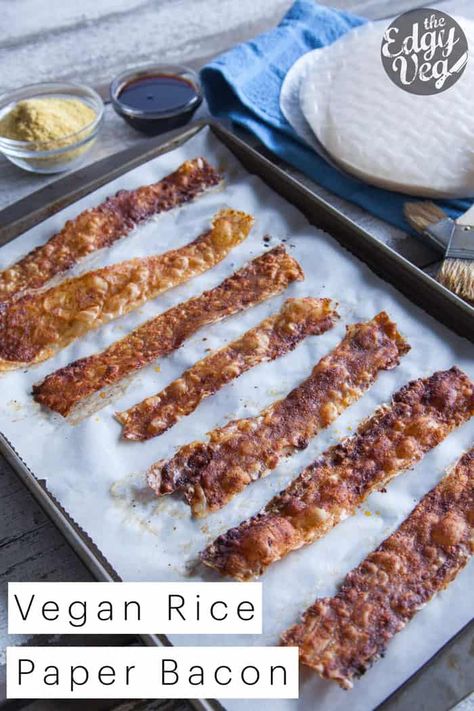 Bacon is one of the most sought after foods in the entire world. Although not the healthiest food you could be eating, it certainly is one of the most delicious.... Rice Paper Bacon, Vegan Bacon Recipe, Using Rice Paper, Cooking Turkey Bacon, Cook Turkey, Edgy Veg, Vegan Rice, Vegan Bacon, Turkey Bacon