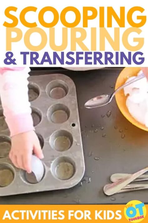 Scoop, Pour, Transfer Activities - The OT Toolbox Scooping Activities, Convergence Insufficiency, Ten Apples Up On Top, Motor Planning, Baby Cereal, Apple Activities, Gross Motor Activities, Fine Motor Skills Development, Kids Cuts