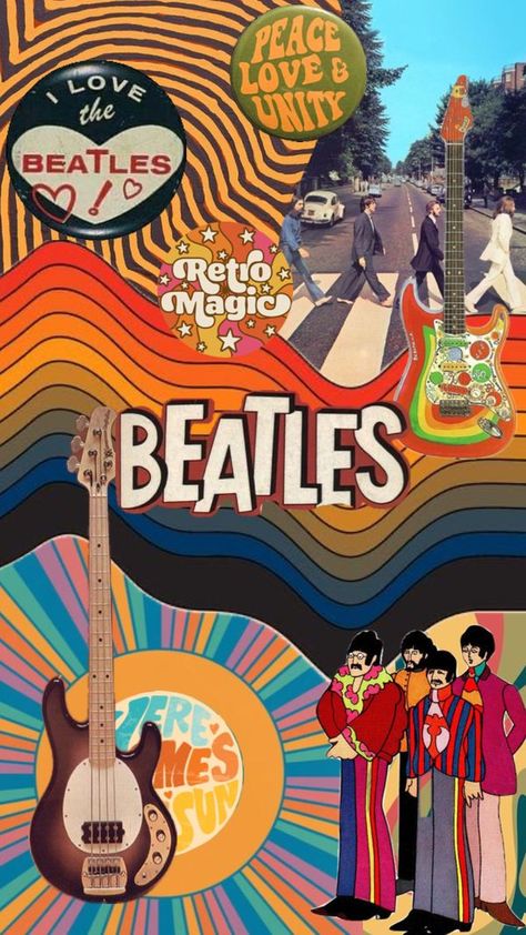 Beatles Wallpaper Iphone, Beatles Ideas, Beatles Collage, Beatles Painting, 60s Wallpaper, Beatles Wallpaper, Beatles Graphic, Hippie Music, Beatles Poster