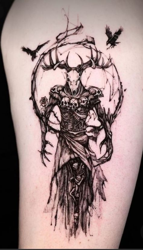 Blades Of Chaos Tattoo Ideas, Wendigo Tattoo Ideas, Demonic Tattoo Ideas, 2 Hour Tattoo Ideas, Wendigo Tattoo Design, Diablo 3 Tattoo, Demonic Tattoos For Men, Thanatos Tattoo, Dark Tattoos For Men Creepy