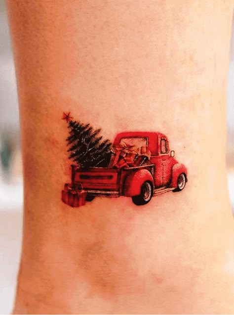 Christmas Tattoo Design Images (Christmas Ink Design Ideas) Christmas Tattoo Ideas, Landscape Tattoos, Christmas Tattoos, Winter Tattoo, Tiny Designs, Truck Tattoo, Mum Tattoo, Snoopy Tattoo, Christmas Tattoo