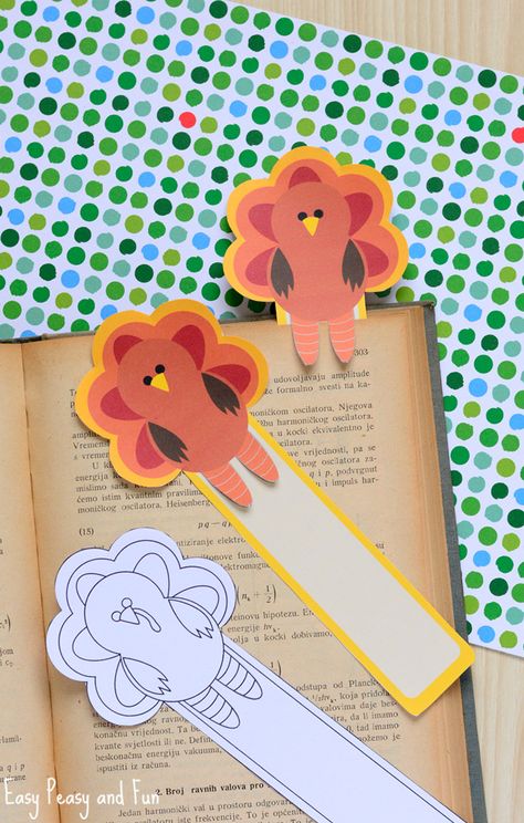 Printable Turkey Bookmarks                                                                                                                                                                                 More Bookmarks For Kids, Hantverk Diy, Fall Arts And Crafts, Turkey Crafts, Turkey Craft, Bookmark Craft, Diy Bookmarks, Fall Crafts For Kids, Thanksgiving Kids