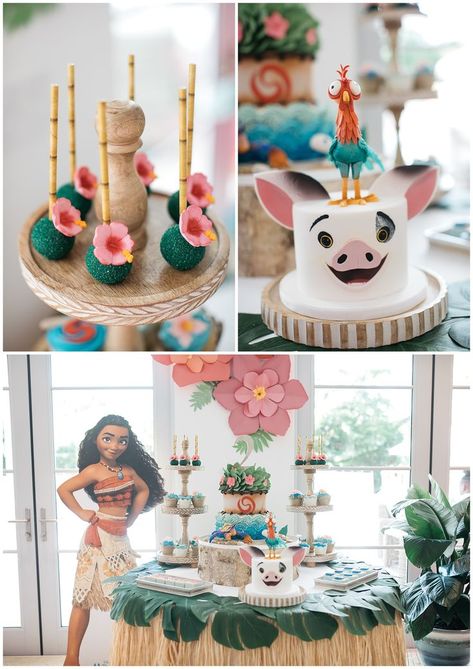 moana birthday party Moana Cake Table Ideas, Modern Moana Party, Moana 4th Birthday Party Ideas, Moana Birthday Party Ideas Cake, Moana Cake Pops, Moana Pool Party, Moana Birthday Party Ideas Decoration, Moana Birthday Theme, Birthday Table Ideas