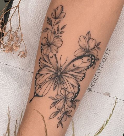 Flower Leg Tattoos, Butterfly Tattoos On Arm, Bookish Tattoos, Butterfly And Flowers, Mommy Tattoos, Butterfly Tattoos For Women, Tattoos For Women Flowers, Writing Tattoos, Tasteful Tattoos