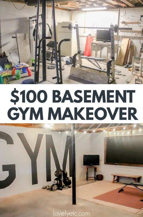 When you don't have a lot of workout space at home, a home gym in your unfinished basement can be the perfect solution. I created a fun industrial basement gym in our unfinished basement filled with inexpensive DIY projects and now it's the perfect workout spot. Come get tons of ideas for creating your own workout space in your basement or garage. Industrial Style Basement, Gym Makeover, Basement Workout Room, Cheap Basement Remodel, Basement Home Gym, Basement Gym Ideas, Home Gym Basement, Small Home Gym, Home Gym Garage