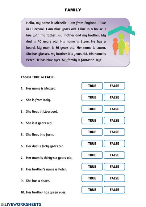 Reading comprehension online worksheet for grade 3. You can do the exercises online or download the worksheet as pdf. Reading For Grade 4 English, Grade 4 English Worksheets Reading Comprehension, Grade 4 English Reading, Grade 4 Reading Activities, Reading Test Worksheet, Grade 3 English Reading Comprehension, Comprehension Exercises For Grade 3, English For Grade 3 Worksheets, My Family Worksheet For Grade 1