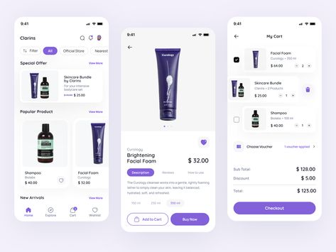 Sales App, Clarins Skincare, Ui Design Principles, Figma Design, App Design Layout, Medical App, Brochure Design Creative, Mobile Application Design, Website Color Palette