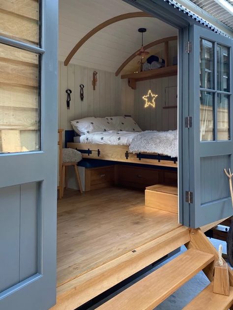 Gallery | The White Wood Company | Draycot Foliat Hut Interior, Shepherds Hut For Sale, Wood Company, Homes Interior, Shepherds Hut, Shed Homes, Tiny Cabin, Tiny House Living, Tiny House Design