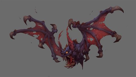 ArtStation - Battle Chasers: Night War | Character Concept Coloring, Grace Liu Bat Concept Art, Bat Character Design, Grace Liu, Battle Chasers, Joe Madureira, The Elder Scrolls, Concept Art Drawing, Scary Art, Robots Concept