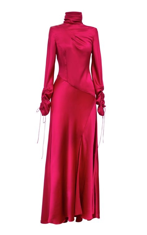 Flared Long Sleeve Silk Turtleneck Dress by ALEJANDRA ALONSO ROJAS for Preorder on Moda Operandi Best Wedding Guest Dresses Classy, Silk Turtleneck, Dress Party Wear, Best Wedding Guest Dresses, Dresses Classy, Turtleneck Dress, Modesty Fashion, Summer Dress Outfits, Hijabi Fashion