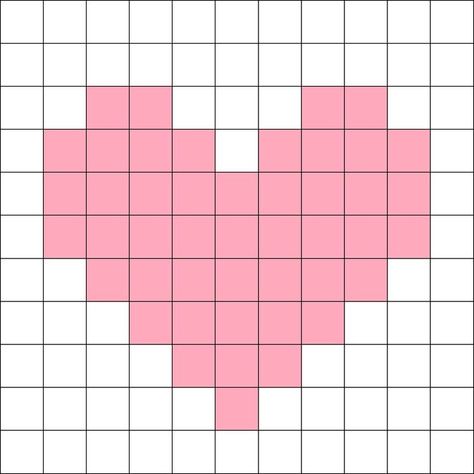 Heart Pixel Crochet, Heart Crochet Graph, Crochet Heart Pixel Pattern, Pixel Heart Pattern, Heart Grid Pattern Crochet, Heart Pixel Art Grid, Minecraft Heart Pattern, Heart Grid Crochet, Crochet Heart Alpha Pattern