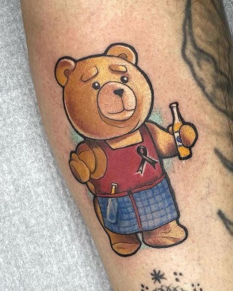 Teddy Bear Tattoo Ted Tattoo Bear, Teddy Bear Tattoo Designs, Teddy Tattoo, Teddy Bear Tattoo, Pikachu Tattoo, Ted Bear, Bear Tattoo Designs, Bear Tattoos, Tattoo Inspiration Men