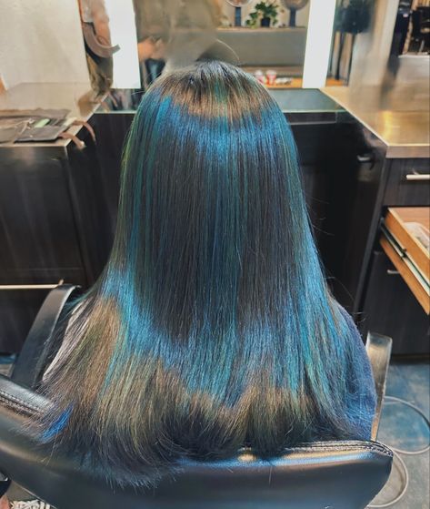 blue highlighed hair on medium long length brown black straight hair Blue Highlights, Long Brown Hair, Medium Long, Long Length, Hair Highlights, Hair Inspo, Straight Hairstyles, Long Hair Styles, Hair