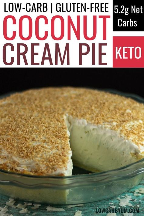 Sugar Free Coconut Cream Pie, Keto Coconut Cream Pie, Coconut Cream Pie Recipes, Low Fat Low Carb, Low Carb Low Fat Recipes, Low Carb Recipe, Low Carb Low Sugar, Best Low Carb Recipes, Cream Pie Recipes