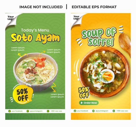 You Can Download this template on freepik Healthy Food Instagram, Todays Menu, Instagram Post Design, Food Instagram, Social Media Promotion, Healthy Soup Recipes, Instagram Food, Food Poster, Vegetarian Food