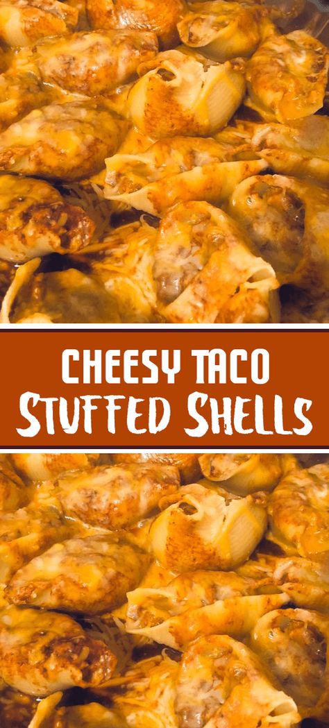 Stuff Taco Shells, Taco Stuff Shells Recipes, Taco Stuffed Pasta Shells Recipe, Taco Shell Casserole, Taco Jumbo Stuffed Shells, Cheesy Taco Casserole, Jumbo Pasta Shell Recipes, Stuffed Taco Pasta Shells, Stuffed Jumbo Shells Recipe