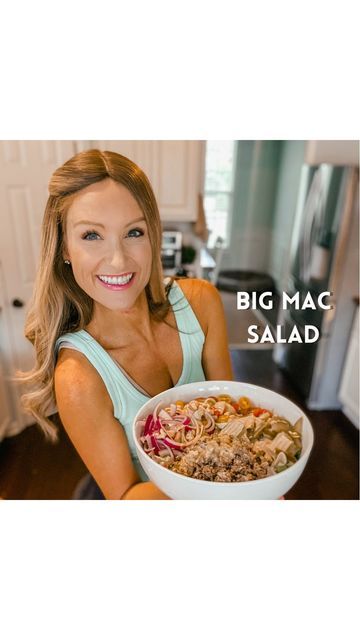 Katie Moore- Nutrition & Health Motivation on Instagram: "If you love a Big Mac, but have health goals, then you have to try this amazing Big Mac salad! Drop a ❤️ if you’ll give this one a try. For salad: Browned ground beef and/or ground turkey Tomatoes Red onion Pickles Butter lettuce Dressing Ingredients: 1/2 cup Mayo (I did @chosenfoods avocado Mayo) 2 tbsp ketchup (I did @primalkitchenfoods no sugar added) 2 tbsp relish 2 tbsp white vinegar 1 tbsp mustard 1/2 tsp Garlic powder 1/2 ts Katie Moore Wellness, Katie Moore Wellness Recipes, Keto Kids, Katie Moore, Avocado Mayo, Big Mac Salad, Burger Salad, Butter Lettuce, Mac Salad