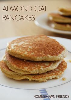 Almond Oat Pancakes - Homegrown Friends Gina Livy, Oat Flour Pancakes, Oat Flour Recipes, Healthy Pancake, Almond Pancakes, Almond Flour Pancakes, Flour Pancakes, Paleo Baking, Pancake Recipes