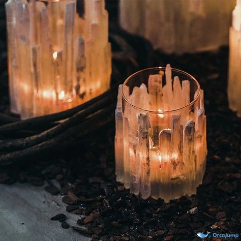 OrcaJump - Stone Candle Cup - Enhancing Ambience with Romantic Appeal - Natural Stone Viking Inspired Wedding, Dnd Wedding, Norse Wedding, Candle Repurpose, Witchy Wedding, Lotr Wedding, Selenite Lamp, Witch Wedding, Beach Forest