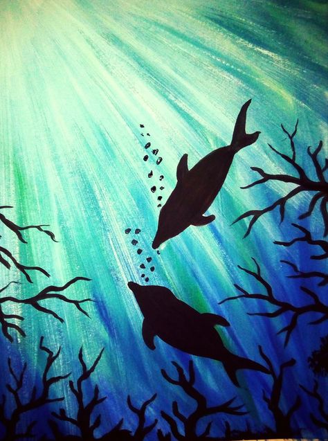 #Under_water@poster colour painting Van Makeover, Poster Colour Painting, Underwater Drawing, Ocean Art Painting, Ocean Drawing, Poster Color Painting, Calendar Art, Dolphin Art, Underwater Painting