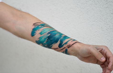 Arm tattoo watercolor abstract Tattoo Mini, Tattoo Watercolor, Water Tattoo, White Ink Tattoo, Water Abstract, Watercolor Tattoos, Watercolor Water, Watercolor Abstract, Abstract Tattoo