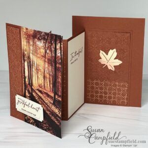 Fall Cards Stampin Up Autumn 2023, Stampin Up Susan Campfield, Susan Campfield Fun Fold, Stampin Up Fall Cards 2022-2023, Gift Of Giving Stampin Up Cards, Card Fun Folds, Stampin Up All About Autumn Dsp, Fancy Folds Cards Tutorials, All About Autumn Stampin Up Cards