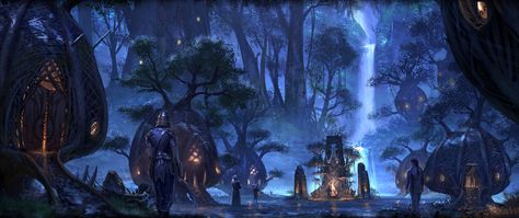 Grahtwood (ESO loading screen) Elder Scrolls Online Art, Houses Art, Elder Scrolls Art, Loading Screen, Elder Scrolls Online, Location Inspiration, The Elder Scrolls, Fantasy Forest, Fantasy City