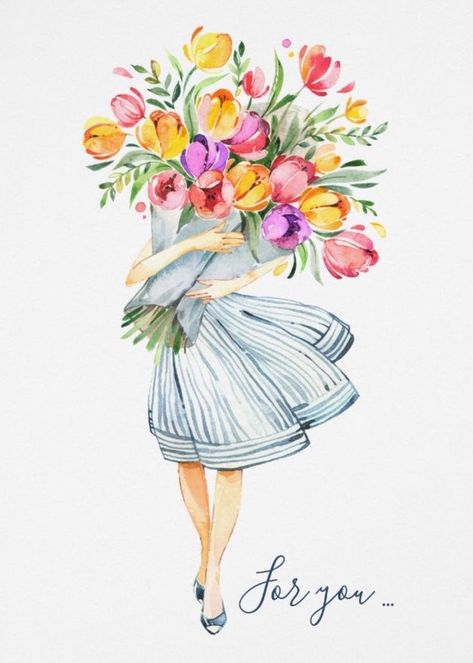 Pin by Monika B on Wishes | Watercolor bouquet, Flower art, Drawings Bouquet Tulips, Tulips Bouquet, 심플한 그림, Tulip Painting, Desain Quilling, Birthday Illustration, Watercolor Bouquet, Tulip Bouquet, Cat Air