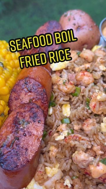 Seafood Boil Rice, Crawfish Fried Rice Recipe, Seafood Rice Recipe Southern, Seafood Boil With Ramen Noodles, Seafood Rice With Crab And Shrimp, Crawfish Fried Rice, Seafood Rice Recipe, Crab And Shrimp Recipe, Seafood Fried Rice