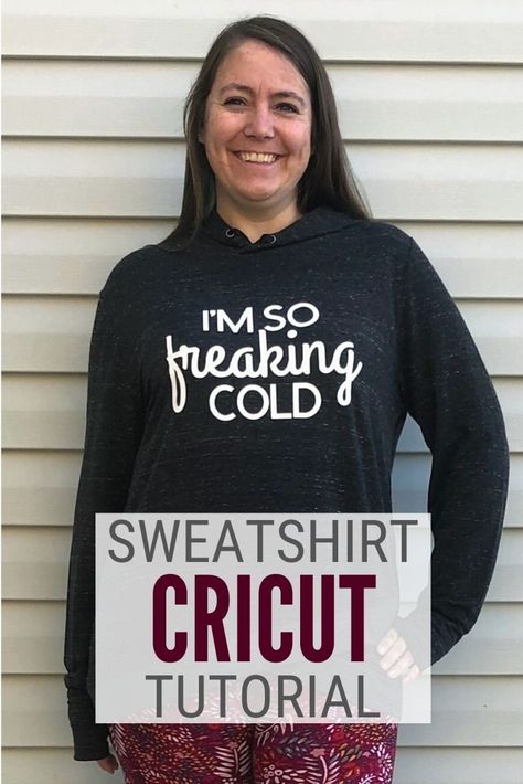 Learn how to make a sweatshirt for your favorite person who is always cold, just like me! Using the Cricut Maker, Iron-on Vinyl and the EasyPress 2.#thecraftyblogstalker#cricutmade#diysweatshirt#cricuttutorial How To Make Sweatshirts With Cricut, Diy Sweatshirt Iron On, Iron On Sweatshirt Ideas, Cricut Hoodie Ideas, Cricut Sweatshirt, Cricut Sweatshirt Ideas, Iron On Cricut, Cricut Iron On Vinyl, Lady Shop