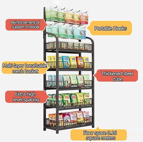 Amazon.com: JLXJYS Potato Chip Snack Storage Shelf, 4 Tier Floor-Standing Display Stand for Store Cashier's Desk Bakery，Kitchen Counter Retail Basket Shelf (Color : 4 Tier Black, Size : 50x27cm/19.7x10.6in) : Industrial & Scientific Chips Display, Basket Shelf, Standing Display, Bakery Kitchen, Store Shelves, Snack Storage, Potato Chip, Snack Chips, Basket Shelves