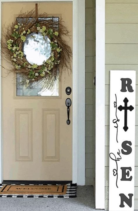 Excited to share the latest addition to my #etsy shop: He is Risen Porch Leaner Sign 4ft 5ft 6ft Porch Sign https://etsy.me/3FAINGL #white #easter #no #unframed #entryway #wood #spring #vertical #verticalsign Porch Leaner Sign, Summer Porch Signs, Entryway Signs, Lantern Christmas, Summer Front Porches, Making Signs On Wood, Winter Porch, Front Porch Signs, Summer Porch