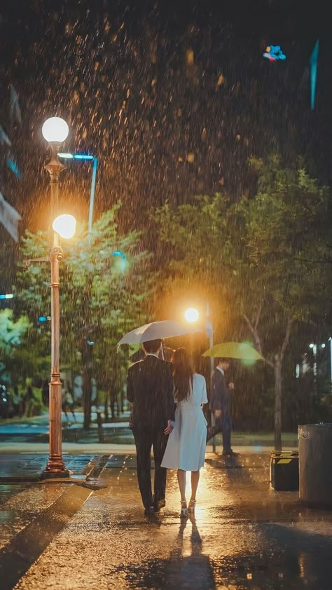 Couple In Rain, Couple Moments, Storybook Art, Walking In The Rain, Ulzzang Couple, Love Couple Photo, Exploring The World, World One, Cinematic Photography