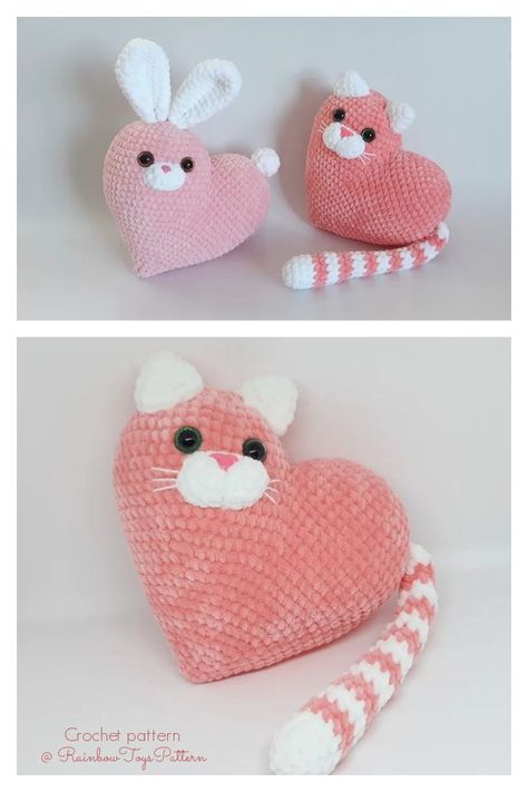 Crochet With Color Changing Yarn, Kawaii Amigurumi, Kat Haken, Crochet Valentine Patterns, Sweaters Outfit, Crochet Cushion Pattern, Tiny Animals, Crochet Stocking, Crochet Bear Patterns