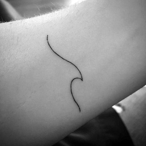 Small Simple Minimalist Ocean Wave Mens Wrist Tattoos Simple Wave Tattoo, Minimalist Tattoo Meaning, Tattoo Diy, Typography Tattoo, Wave Tattoo, Wrist Tattoos For Guys, Small Tattoos Simple, Small Wrist Tattoos, Tattoo Girls