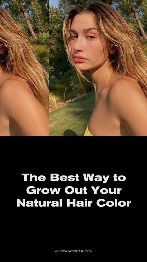 The best way to grow out your natural hair color. Transition From Blonde To Brunette Natural Colors, Grown Out Blonde Hair With Lowlights, Growing Out Hair Color Natural, How To Grow Out Your Natural Hair Color, Growing Out Your Natural Hair Color, Growing Roots Out Hair, Growing Color Out Of Hair, Blonde Grow Out Ideas, Returning To Natural Hair Color