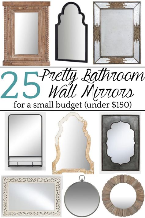 Unique Bathroom Mirrors for a Small Budget - Bless'er House Unique Bathroom Mirrors, Small Bathroom Mirrors, Farmhouse Style Lighting, Pretty Bathrooms, Farmhouse Side Table, Cheap Bathrooms, Unique Mirrors, Bathroom Mirrors, Unique Bathroom