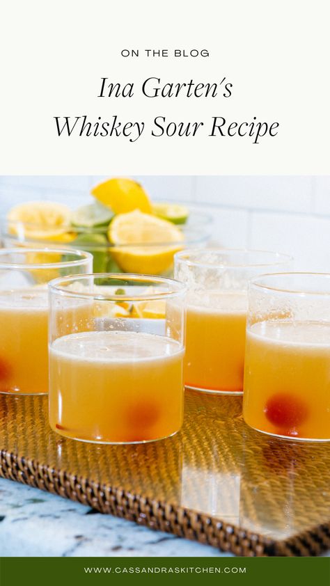 Ina Garden Whiskey Sour, Ina Garten Whiskey Sour Recipe, Whiskey Sour Pitcher Recipe, Ina Garten Cocktail Recipes, Avelo Airlines, Connected Homes, Ina Garden, Whiskey Sour Recipe, Hard Drinks