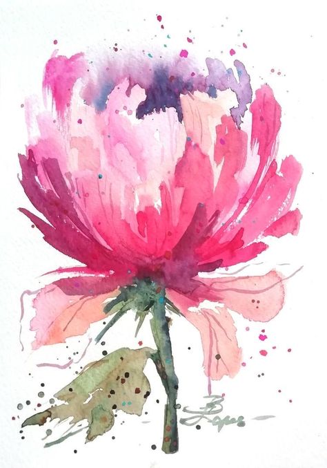 Loose Watercolor Paintings, Watercolor Flowers Tutorial, Floral Watercolor Paintings, Peony Painting, Watercolor Paintings For Beginners, Watercolor Peonies, Watercolor Pictures, Diy Watercolor Painting, Painting Floral