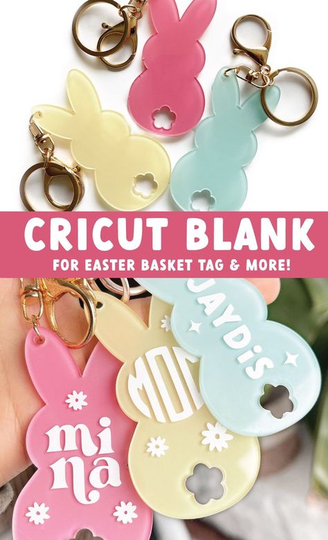 Keychain Cricut, Caluya Design, Acrylic Bunny, Craft Blanks, Party Favors Baby Shower, Easter Baskets To Make, Easter Paper Crafts, Circuit Crafts, Sticker Making