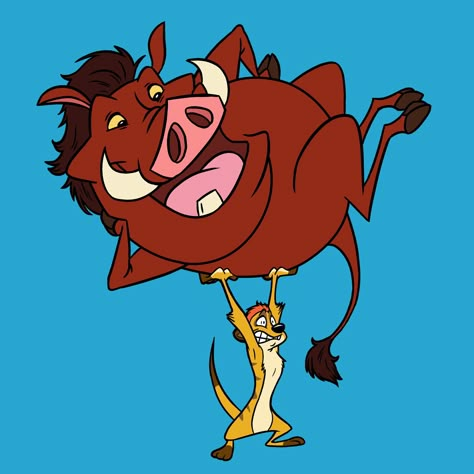 Timon And Pumba Drawing, Pumba And Timon, Lion King Stickers, Timon And Pumba, Disney Sidekicks, Timon And Pumbaa, Il Re Leone, Pig Art, Drawing Cartoon Characters