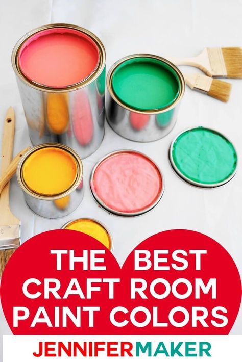 Are you ready to repaint your craft room? I am sharing craft room paint colors that will help you brighten your room and recreate one of these amazing spaces. I have included the exact brand paint color for your craft room.    #diy #craftroom #craftroompaintcolors Craft Room Paint Colors Inspiration, Craft Room Paint Colors, Craft Room Diy, Craft Shelf, Craft Room Lighting, Craft Room Ideas On A Budget, Craft Room Shelves, Crafting Studio, Pegboard Craft Room