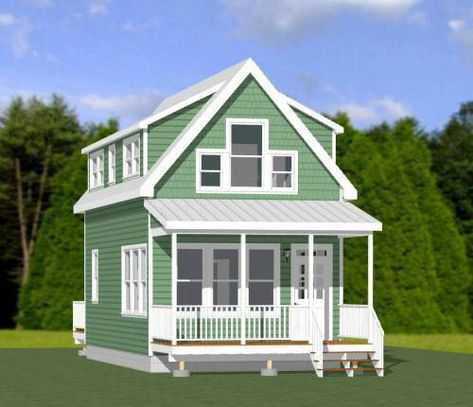 Plan Vacation, Coast House, House Plan With Loft, Tiny House Exterior, Cottage Plans, Porch Floor, Ski Cabin, Small Cottage Homes, Small Cottages