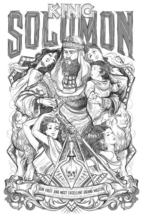 Shirt Design: King Solomon on Behance King Solomon Art, Electricity Art, King Solomon Seals, Conjure Oil, Occult Science, Solomons Seal, Sketches Art, King Solomon, Ink Brush