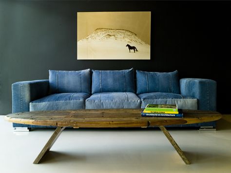 Vintage Levis 501 sofa from Environment Furniture Denim Couch, Denim Sofa, Denim Furniture, Blue Couch, Denim Decor, Casa Vintage, Blue Rooms, Couch Furniture, Best Sofa